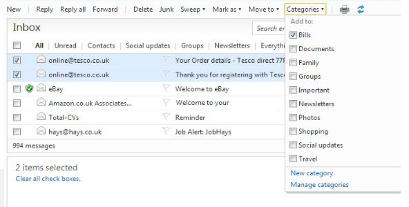 How to organise your email with Windows Live Hotmail